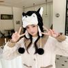 Chapéu de Pelúcia Husky Desenho Animado Bonito Engraçado Peludo Proteção para Orelhas Estilo Faculdade Outono e Inverno Quente Chapéu Lei Feng Feminino