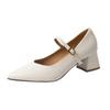Zapatos Mary Jane Retro Franceses para Mujer 2026 Primavera y Otoño Nuevo Estilo Correa Única Tacón Grueso para Combinar con Faldas Punta Fina Zapatos de Una Sola Correa Tacones Altos