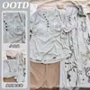 Pijama de Seda Hielo Acanalado de Manga Corta y Pantalón Largo con Almohadillas en el Pecho para Mujer, Estilo Nuevo Primavera, Otoño, Verano 2026, Ropa de Casa Linda de Dibujos Animados
