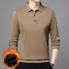 Camisa tipo polo de invierno para hombre con cuello desplegable y forro polar, Top para hombre con estampado de letras, Camiseta cálida para hombre, En stock, Envío directo