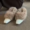 Zapatos de tacón bajo de un solo color para mujer, estilo coreano, temperamento delicado y de nicho, punta cuadrada, adelgazantes, 2026 Otoño/Invierno, nuevos, sin cordones, elegantes, de algodón con pelo