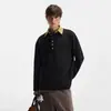 Camiseta texturizada de fábrica transfronteriza para hombres y mujeres, estilo americano de otoño, corte limpio, cuello Henry, manga larga, camiseta básica