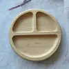 Plato de bambú y madera para niños con ventosa, compartimento de una sola pieza, al por mayor, plato para suplementos alimenticios de bebé, forma de oso de dibujos animados