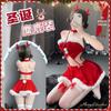 Lingerie Sexy de Ano Novo Manyan Conjunto de Duas Peças Veludo Tomara-que-caia Ombro a Ombro Roupa de Rena de Natal Uniforme 8613