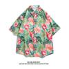 Camisa havaiana floral de manga curta masculina, fina, solta, casual, estilo praia, férias, casal, blusa de meia manga