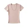 Puro Desejo Celebridade da Internet Emagrecedor Gola U Manga Curta Camiseta Lisa Doce Blogger Roupa de Fora Casual Camada Interna Modelador de Cintura Top Verão