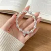 Pulseira de Zircônia Rosa e Pérola Swarovski, Pulseira Envolvente Ajustável e Estilosa, Exquisita e Versátil, Joias de Luxo Atacado
