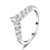 Anillo de Plata de Ley S925 Chapado en Oro de 18K Corona de Moissanita Forma Marquesa Forma de V Corona Anillo para Mujer Estilo Popular de Venta Caliente Transfronterizo AliExpress