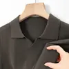 Suéter de punto fino de manga larga para hombre, color liso, de punto fino, cuello de pico, estilo business casual de alta gama, nueva colección otoño/invierno