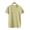Playera de Color Sólido para Mujer, Playera de Cuello Redondo, Primavera y Verano, Manga Corta, Nueva 2023, Estilo Simple, Ajustada, Tipo Pulóver, Top