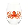 Copa de vino temática de Halloween con patrones de fantasma, gato negro, calavera y calabaza, copa de vidrio decorativa con ambiente festivo