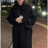 Casaco Outwear de Lã Costurado à Mão Dupla Face Estilo Coreano Novo Pré-2024 para Inverno para Mulheres com Abotoamento Simples Roupa de Trabalho Diária Versátil