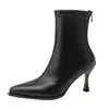 Botines Cortos de Tacón de Aguja con Punta para Mujer 2025 Moda Otoño e Invierno Botas Elásticas para Mujer Diseño de Nicho Versátil Europeo y Americano Botas Ajustadas