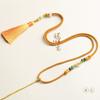 Cadena para Suéter Hecha a Mano Cuerda de Carga Alta Borla de Listón Morandi Lanyard Colgante Sólido Esmeralda Collar de Cristal de Cera de Abeja