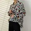 Camisa floral retro vintage estilo Hong Kong para hombres y mujeres, marca de moda de verano, hawaiana casual de corte holgado, chaqueta camisa de manga larga para pareja