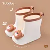Botas de Chuva Infantis Pig Daddy Sapatos de Borracha Infantis Botas de Chuva de Cano Médio com Cordão para Meninos e Meninas Sapatos de Água Impermeáveis Antiderrapantes para Jardim de Infância