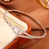 Pulsera de Lujo Ligero Clásica con Incrustaciones de Diamante Marca C, Pulsera Abierta Tendencia de Moda Europea y Americana, Pulsera Personalizada de Diseño que No se Desvanece