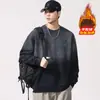 Sudadera con Estampado de Contraste de Marca de Moda Holgada para Hombre Tallas Grandes F5622 Otoño e Invierno 420g Lavada Pesada Degradada