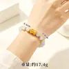 Venta Caliente Pulsera Pixiu Color Arena Dorada para Mujer Diseño Imitación Oro Pulsera de Perlas Ojo de Gato Color Duradero Resistente al Desgaste Joyería de Latón Chapado en Oro