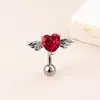 Europa y Estados Unidos venta caliente joyería para perforación corporal hebilla de ombligo incrustada con corazón de circón alas forma de corazón clavo de ombligo anillo de ombligo de nicho de moda