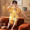 Pijama de Algodón Puro para Niños 2026 Verano Manga Corta Mameluco Anti-Patadas Cubre-Barriga Ropa para el Hogar Ropa para Aire Acondicionado Ropa de Dormir de una Pieza