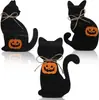Decoración de Calabaza Fantasma Gato Negro de Madera para Halloween Habitación Escritorio Decoraciones Festivas Artesanías de Madera