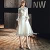 Vestido Longo de Noite Estilo Chinês para Mulheres, Novo Modelo 2026, Cor Elegante Champagne, Adequado para Anfitriã ou como Vestido de Madrinha