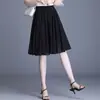 Falda de Gasa para Mujer Falda Corta Verano Nueva Cintura Alta Falda de Línea A talla extra Falda de Paraguas Negro Caída Falda Larga con Vuelo Media Falda