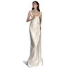 Venta al por mayor de Vestidos de Boda Ligeros de Satén de Comercio Exterior 2026 Nuevos Vestidos de Boda Simples Modestos Vintage con Cola Pequeña y Tirantes Finos Vestidos de Noche