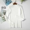 Suéter Feminino Novo Primavera e Outono Gola Alta Meia Manga Slim Fit Manga Longa Versátil Elegante Malha