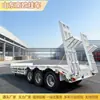 Semirreboque de Plataforma Baixa de 3 Eixos para Transporte de Carregadeiras, Plataforma de Gancho Resistente ao Desgaste e Durável, Semirreboque de Plataforma Baixa de Serviço Pesado