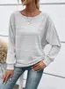 Amazon Transfronteiriço 2026 nova blusa T-shirt feminina estilo europeu e americano confortável casual cor sólida gola redonda outono e inverno manga morcego