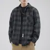 Camisa de Franela Engrosada para Hombre Otoño e Invierno, Cálida a Cuadros de Manga Larga, Pesada Retro Holgada de Lana, Chaqueta Casual de Moda