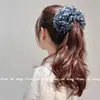 Pinza Banana de Malla con Lunares Estilo Suave para Coleta Alta para Mujer, Pasador Versátil, Pinza para el Cabello, Accesorio para el Cabello Blanco y Negro