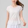 Ropa de Yoga Transfronteriza Europea y Americana para Mujer, Cubierta Deportiva de Manga Corta Holgada para Correr, Adelgazante, Secado Rápido, Camiseta Deportiva de Fitness
