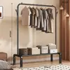 Perchero para dormitorio, perchero simple para colgar en interiores del hogar, tendedero de doble barra para balcón, perchero de pie para almacenamiento de ropa