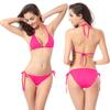 Fábrica de Trajes de Baño Yiwu Venta al por Mayor Bikini con Almohadilla para el Pecho Bikini Traje de Baño Color Sólido Multicolor Comercio Exterior Fábrica Clásica de Trajes de Baño