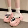 Calzado Exterior Grueso de Dibujos Animados con Suela Gruesa Zapatos Cueva Tacón Súper Alto para Mujer 9.5CM Vestido de Verano Chanclas Baotou de Playa