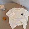 Camiseta de Manga Corta para Niños Tongxinguan Verano Niños y Niñas Estilo Japonés Marca Trbottomy Corazón Algodón Base Estilo Rayas Bebé Camiseta