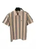 Camisa Polo de Verano 2026 Estilo Nuevo con Cremallera para Hombre, Camiseta de Manga Corta a Rayas de Moda con Logo de Caballo Bordado Delgado y Cuello Campana para Hombre