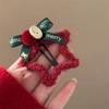 Horquilla de pelo con forma de estrella de peluche roja para Año Nuevo, lazo, flequillo, pinza BB, horquilla rota lateral, horquilla para el pelo, tocado navideño, accesorios para el cabello