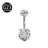 E-Commerce Transfronterizo Nuevo Modelo G23 Anillo para Ombligo de Circonita con Forma de Corazón Redondo F136 Anillo para Ombligo de Titanio Stud para Ombligo