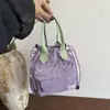 Bolso de Cubo con Cierre de Cordón de Gran Capacidad, Nuevo Estilo Coreano Color Sólido Casual Multiusos Bolso de Mano, Bolso Cruzado Simple de Moda para Mujer