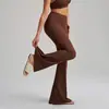 Pantalones acampanados de yoga ajustados de pierna ancha europeos y americanos nuevos transfronterizos, color nude, realzadores de cadera, para danza, de cintura alta, casuales, deportivos