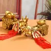 Elefante de Latão Puxando um Carrinho Taça de Tesouro Ornamento para Casa e Loja, Estatueta de Animal para Atrair Riqueza, Artesanato Decorativo Estilo Chinês