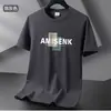 Camiseta Masculina de Verão Fina de Manga Curta Toque Gelado Absorvente de Suor Respirável Marca Moderna Top com Letras Estampadas Camiseta de Meia Manga