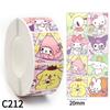 Pegatina enrollable de Kurome Girl para niños, manual de dibujos animados de Sanrio, pegatina de recompensa para jardín de infantes, linda pegatina de sellado