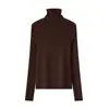 Suéter de Lana de Hilo Fino sin Costuras de Calibre 18 con Cuello Alto para Mujer, Capa Base Versátil de Corte Ajustado, Suéter de Gama Alta para Otoño e Invierno