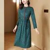 Vestido Juvenil de Alta Calidad para Tallas Grandes, para Madres y Señoras de Mediana Edad, Elegante Vestido Nuevo de Otoño con Cintura Ceñida