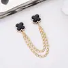 Trébol de Cuatro Hojas Cadena con Hebilla Magnética Botón de Ajuste para Pierna de Pantalón Broche Decorativo de Cadena para Cuello de Camisa Hebilla Magnética sin Costuras